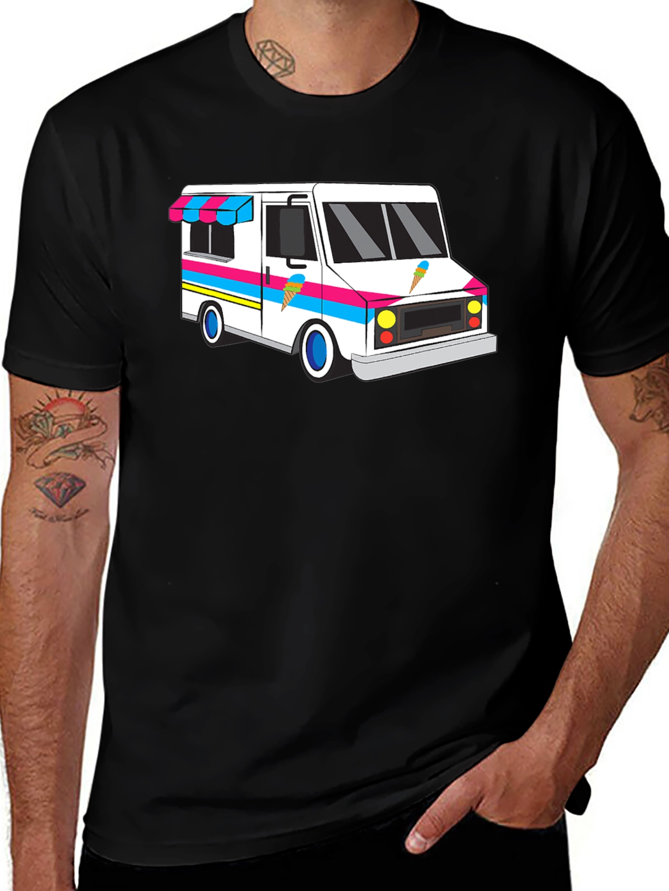 Ice Cream Truck Graphic Tee - Black