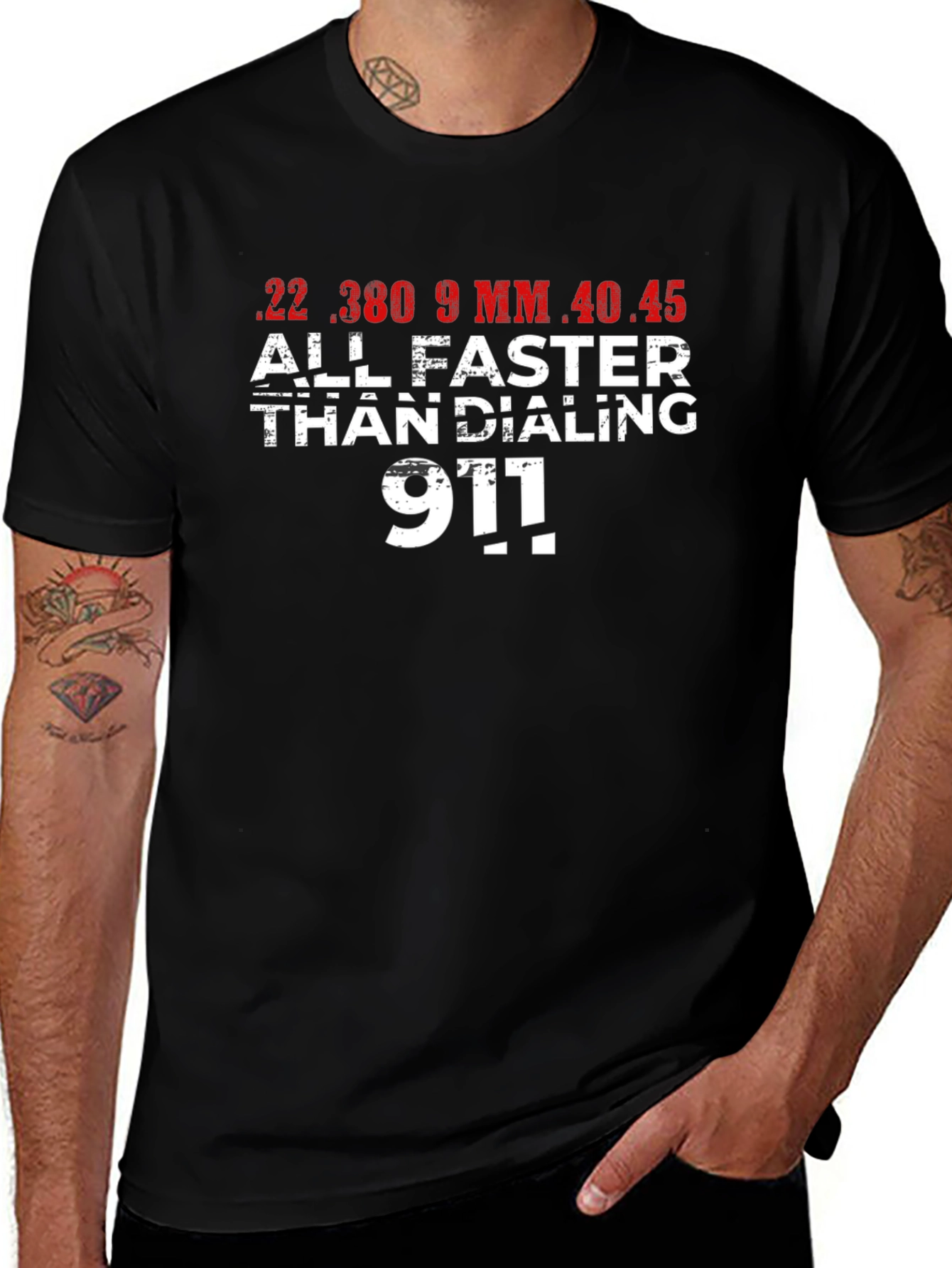 Faster Than Dialing 911 Black T-Shirt