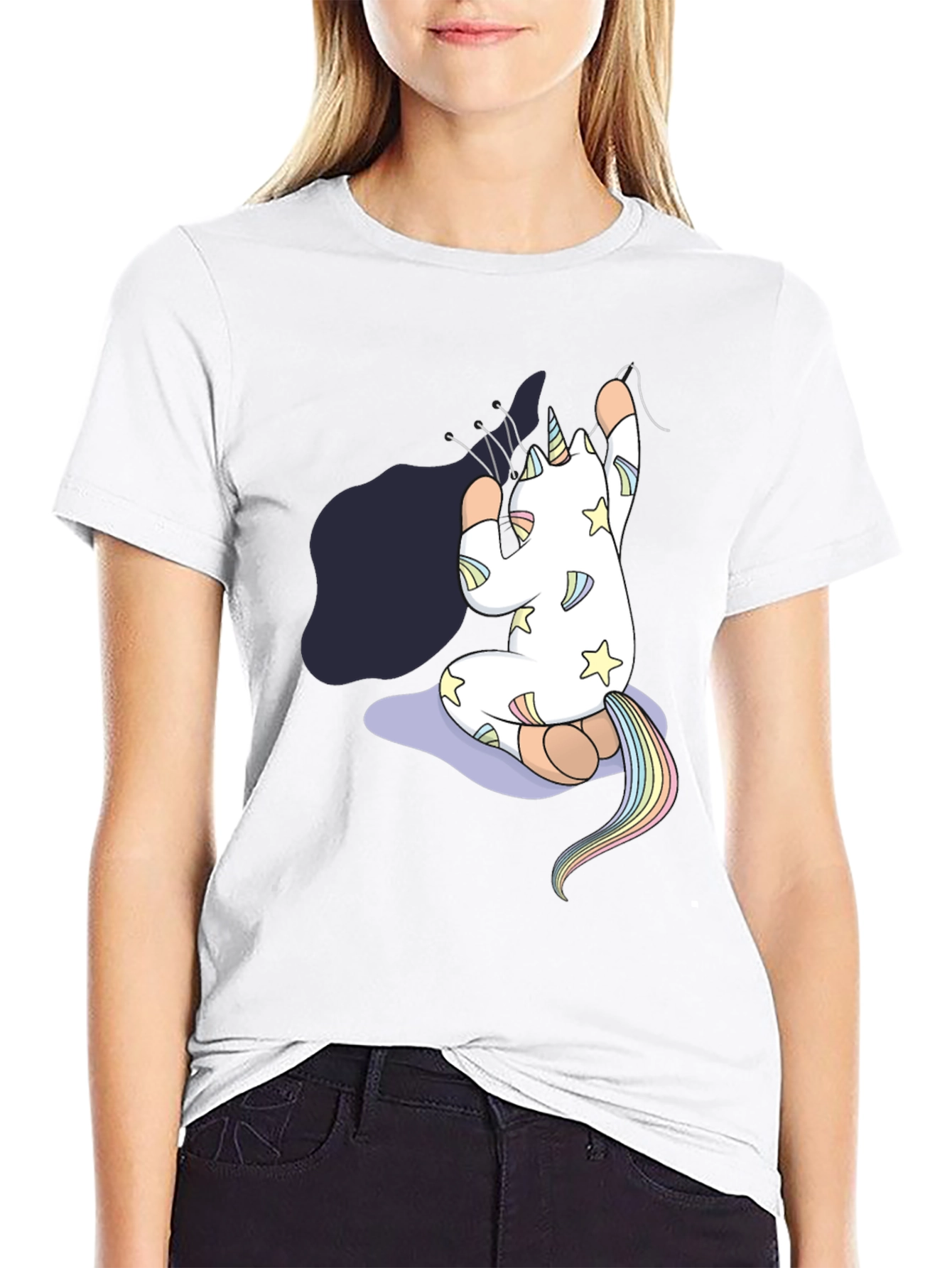 Mens Black Unicorn Yoga T-Shirt