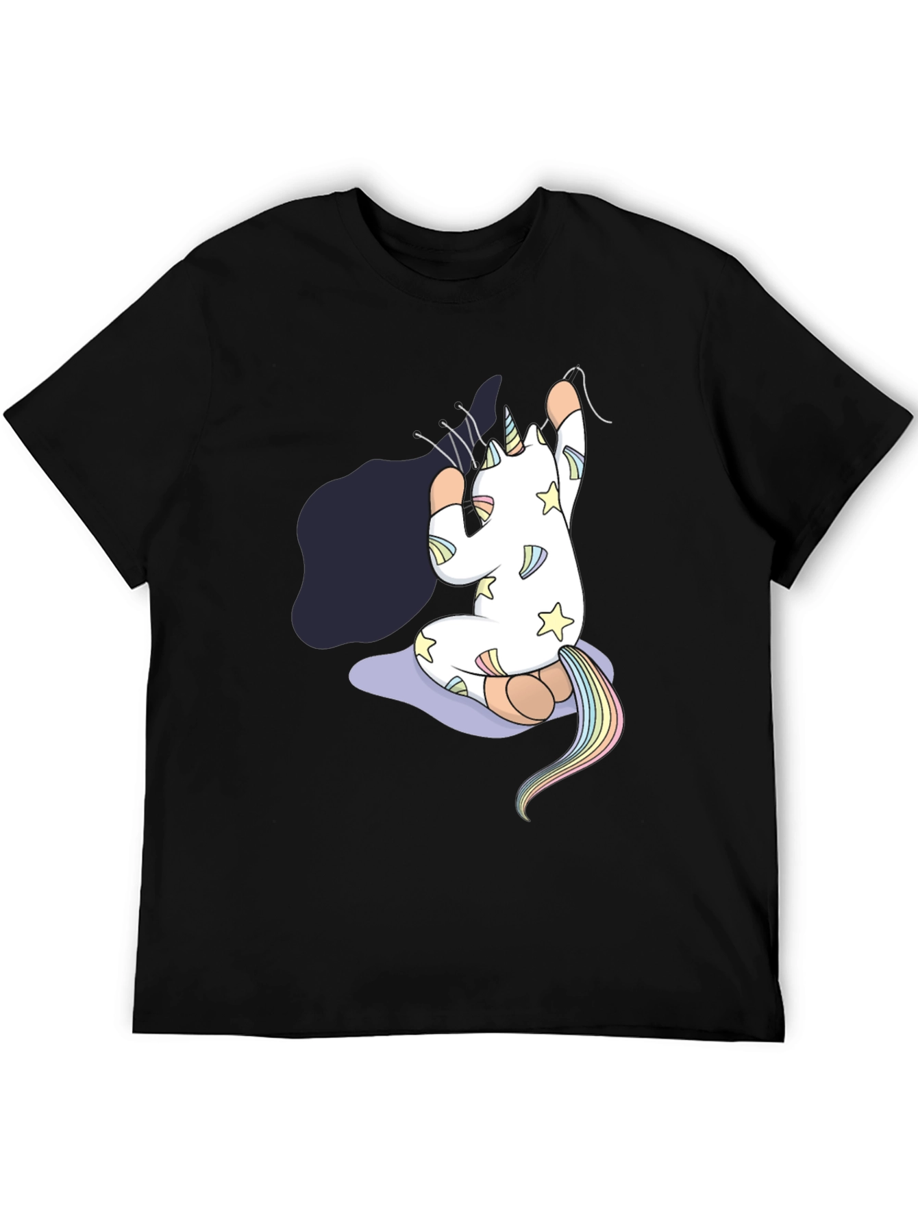 Mens Black Unicorn Yoga T-Shirt