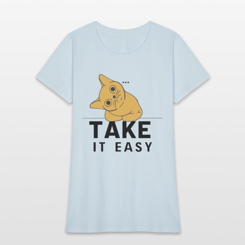 Take It Easy Cat Tee Design