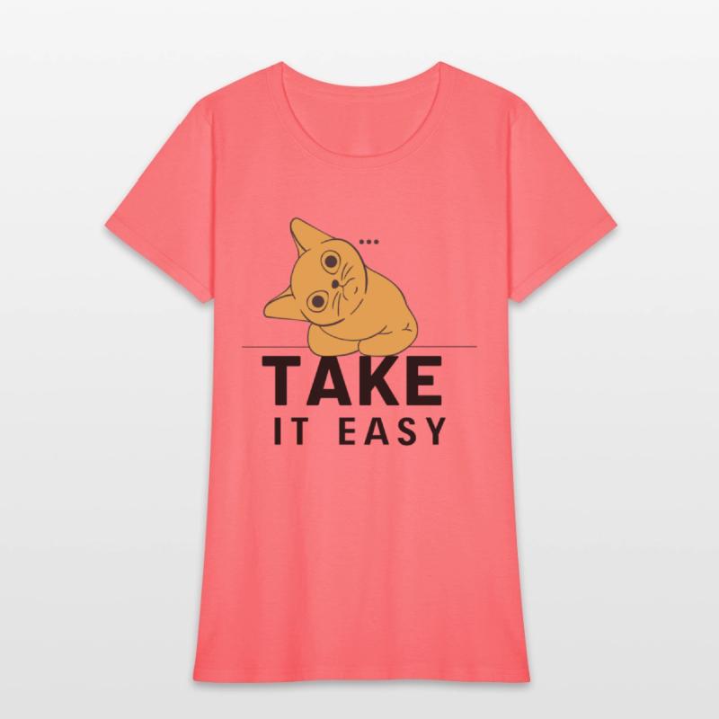 Take It Easy Cat Tee Design
