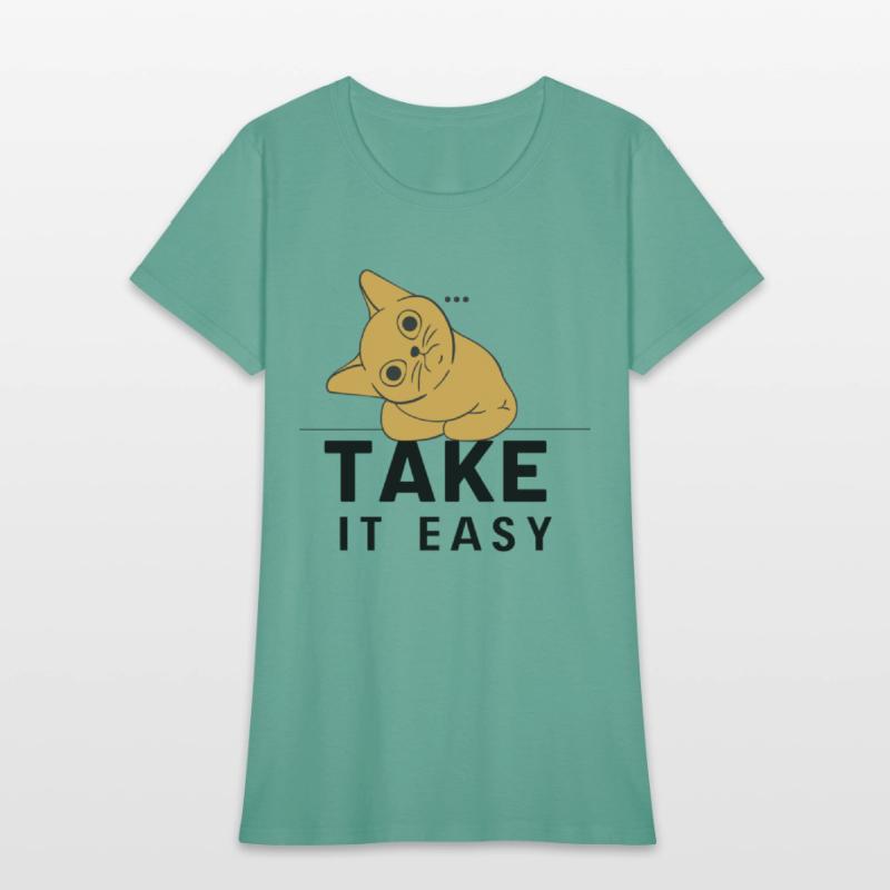 Take It Easy Cat Tee Design