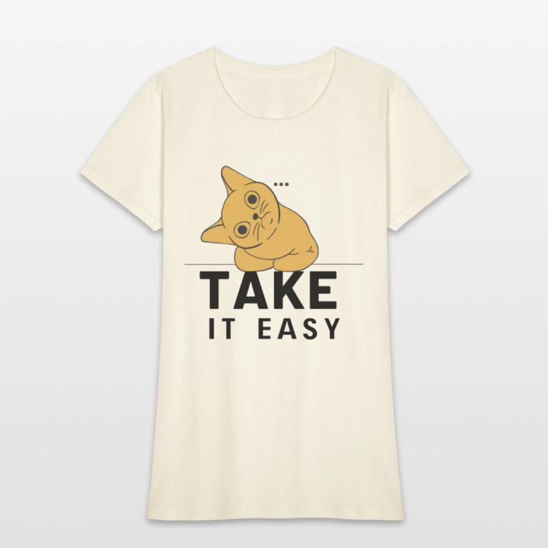 Take It Easy Cat Tee Design