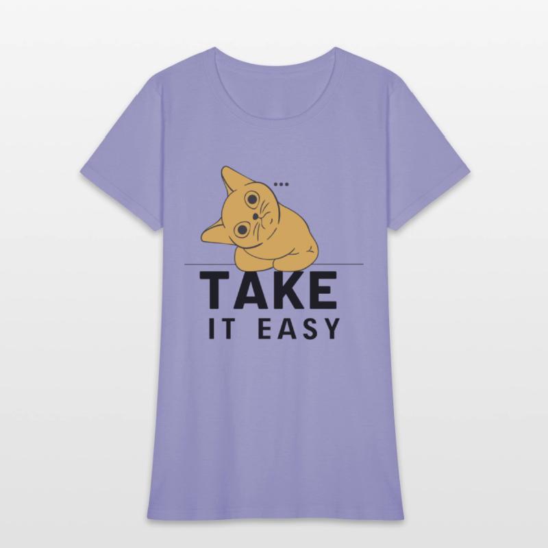Take It Easy Cat Tee Design