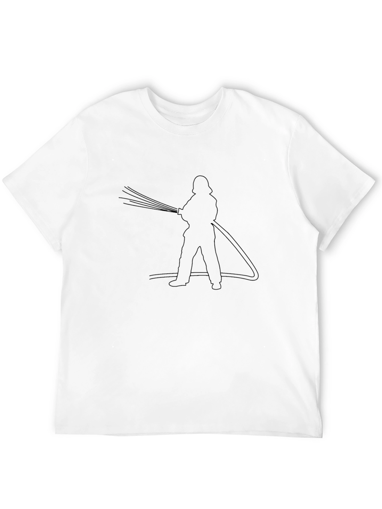 Firefighter Line Art Black T-Shirt
