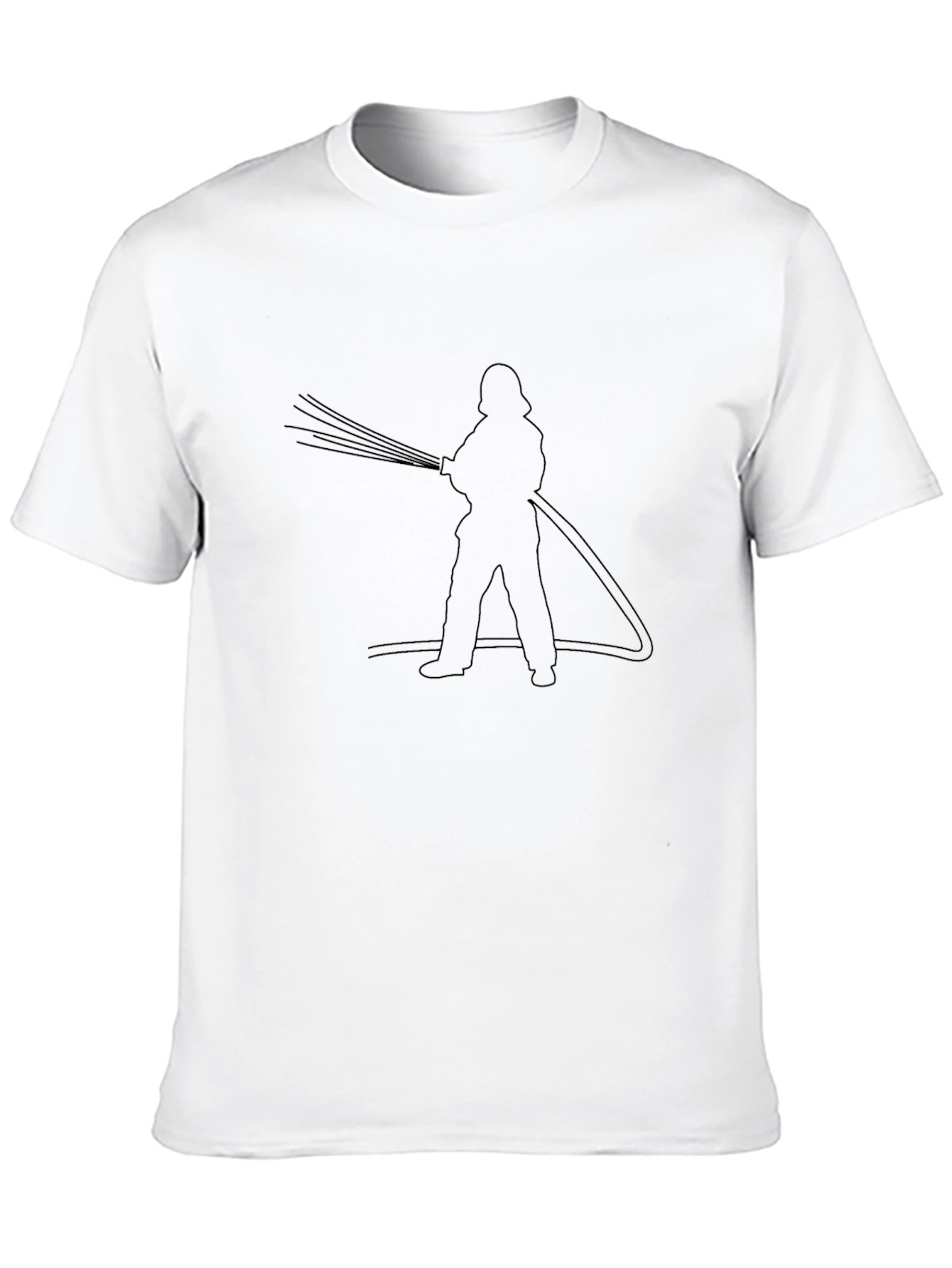 Firefighter Line Art Black T-Shirt