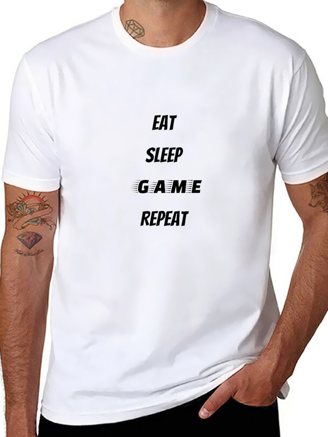 Eat Sleep Game Repeat Black T-Shirt