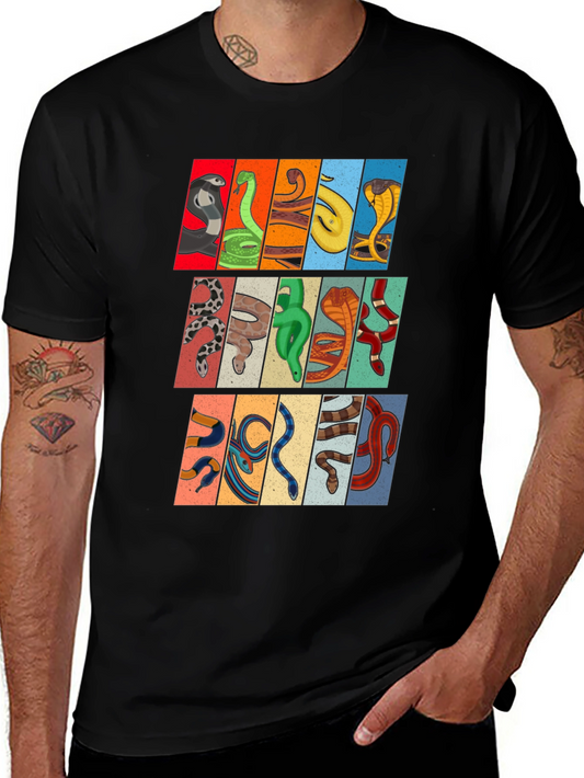 Colorful Snakes Graphic T-Shirt Mens