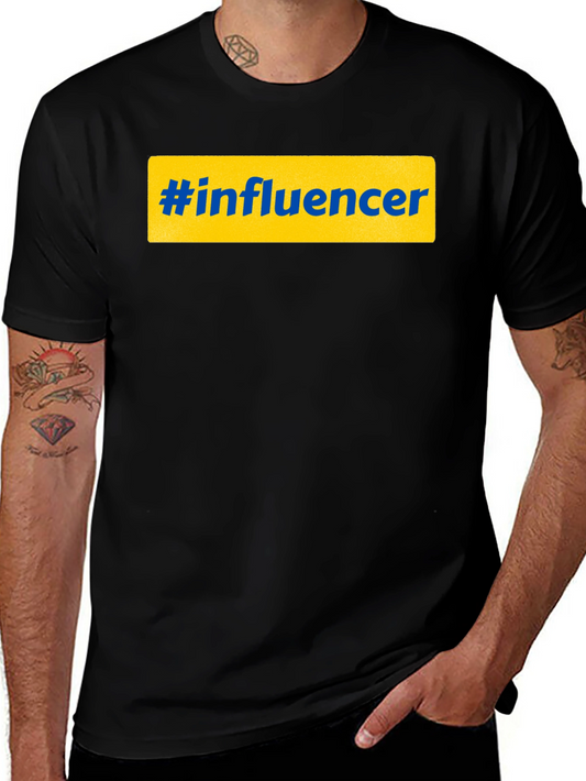 Hashtag Influencer Graphic Tee - Black Casual T-Shirt