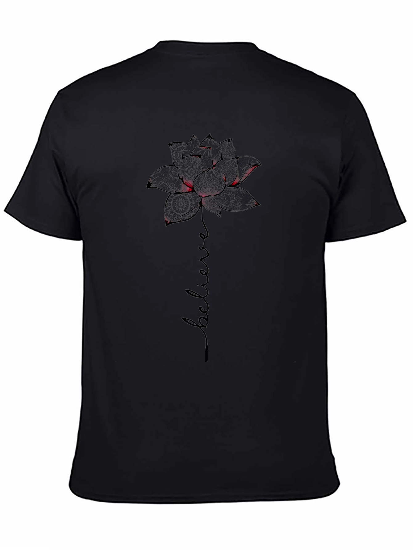 Lotus Believe Graphic Tee - Black Unisex Shirt