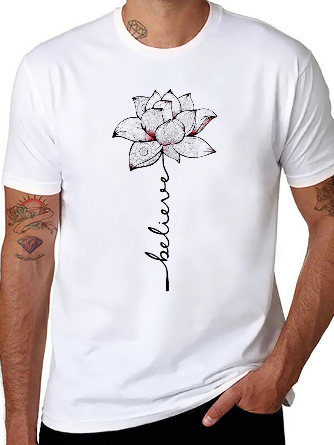 Lotus Believe Graphic Tee - Black Unisex Shirt