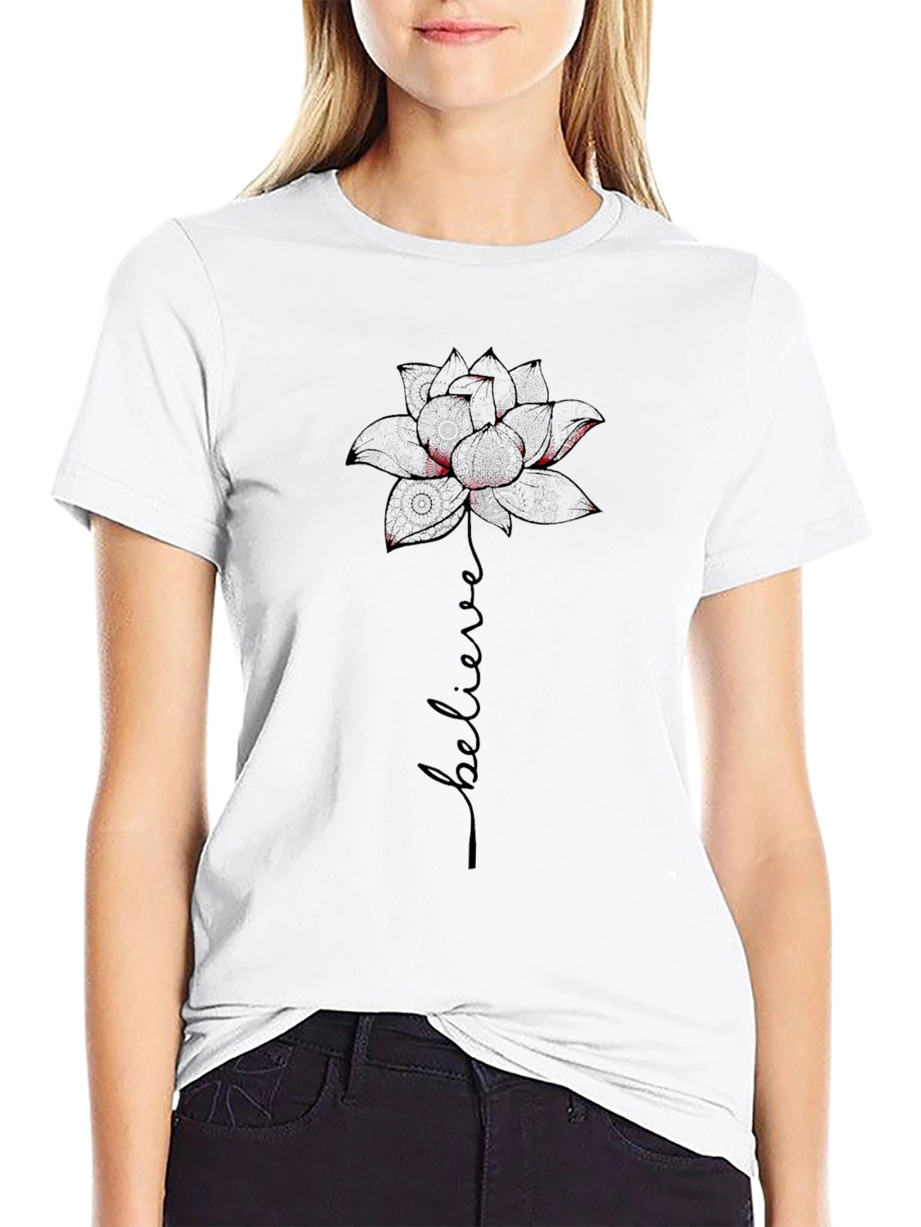 Lotus Believe Graphic Tee - Black Unisex Shirt