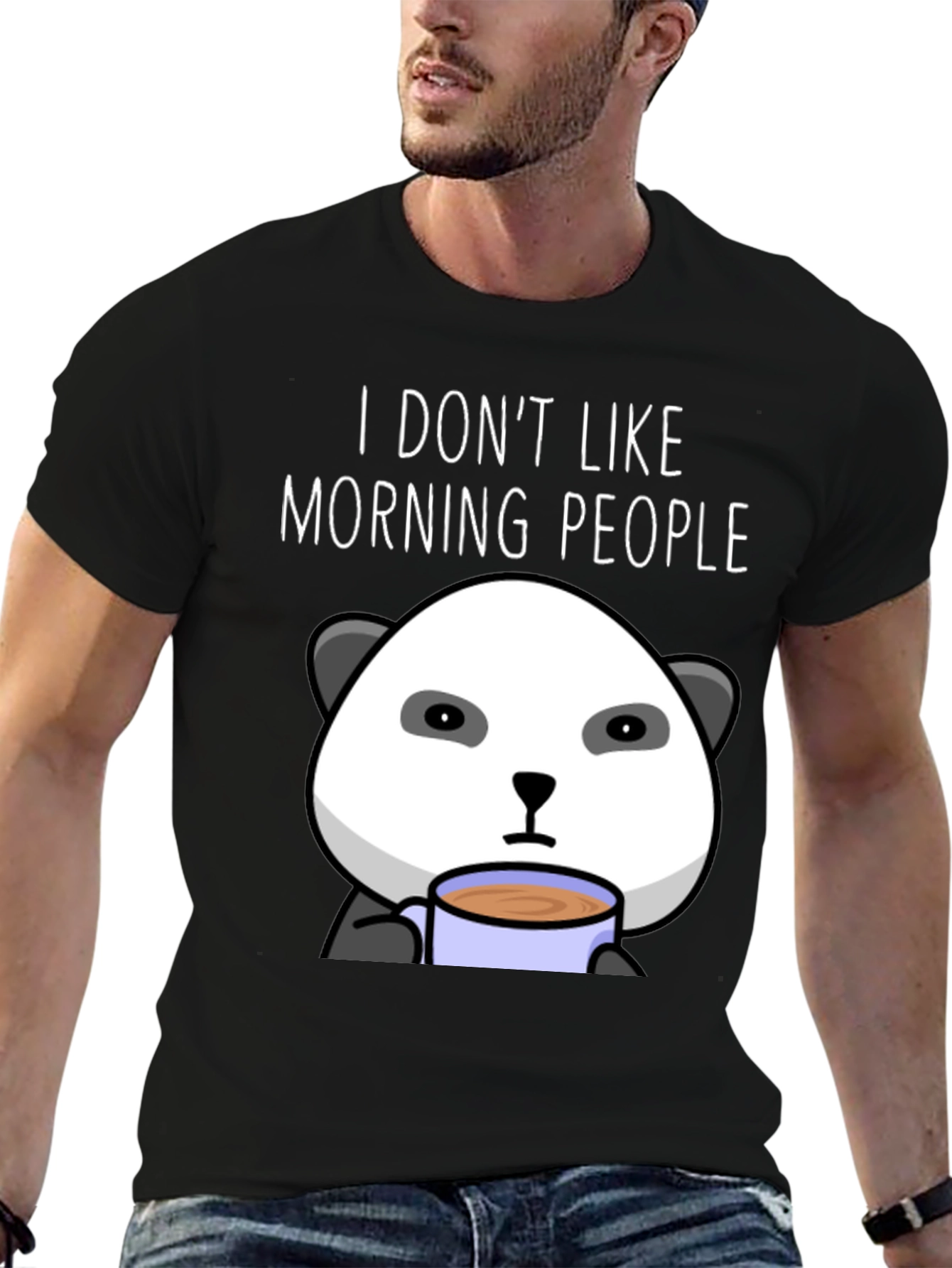 Funny Panda I Dont Like Morning People T-Shirt