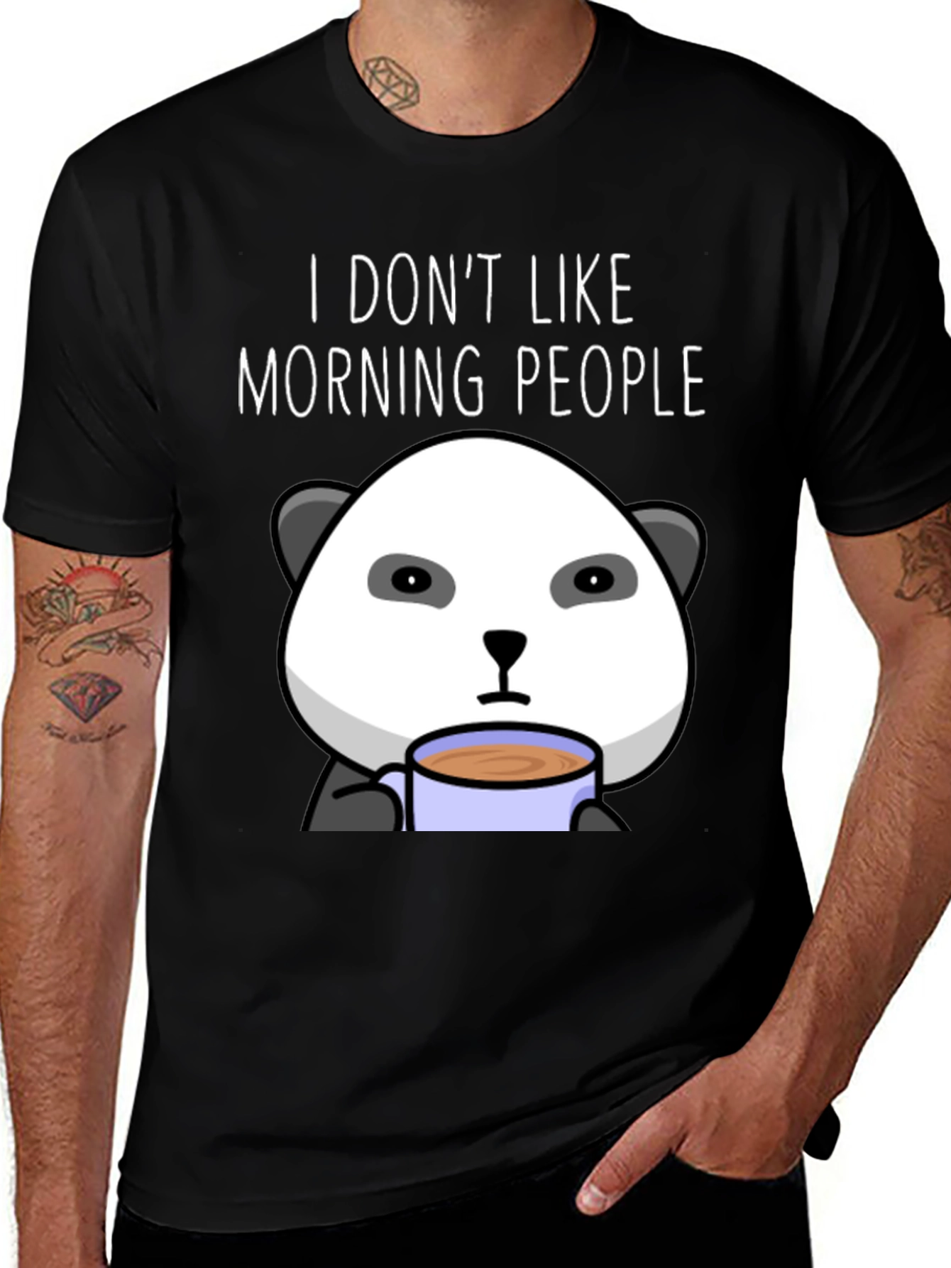 Funny Panda I Dont Like Morning People T-Shirt