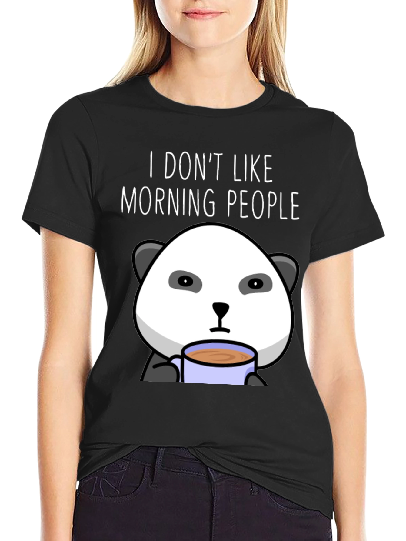 Funny Panda I Dont Like Morning People T-Shirt