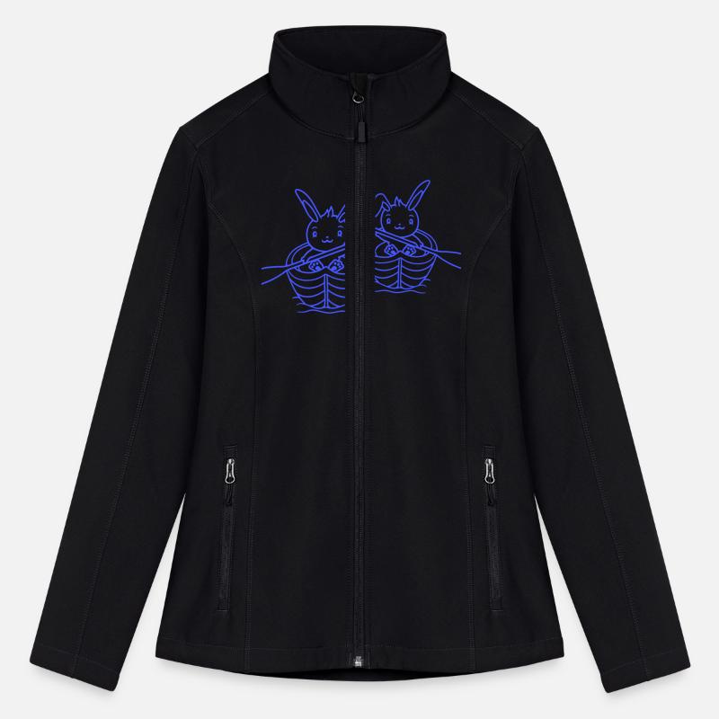 Two Cute Rabbits Bunny Paddling Rowing Boat Friend