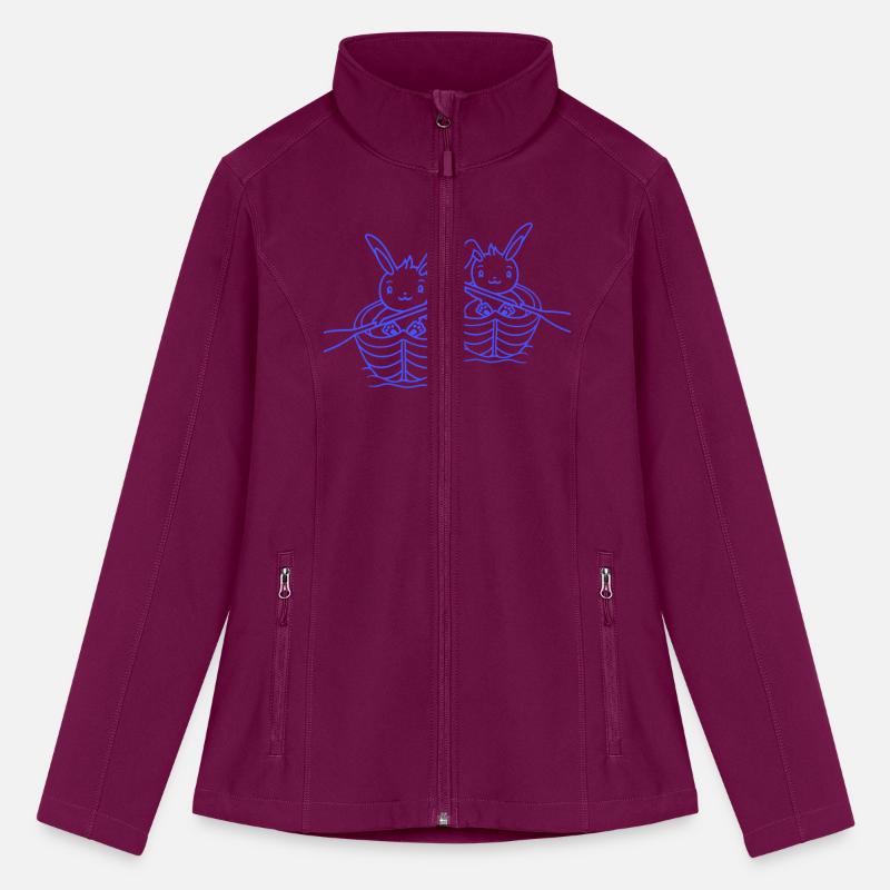 Two Cute Rabbits Bunny Paddling Rowing Boat Friend