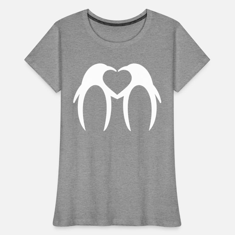 Two penguins form a heart in love