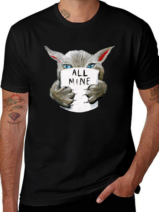 All Mine Wolf Graphic Tee - Trendy Crew Neck T-Shirt