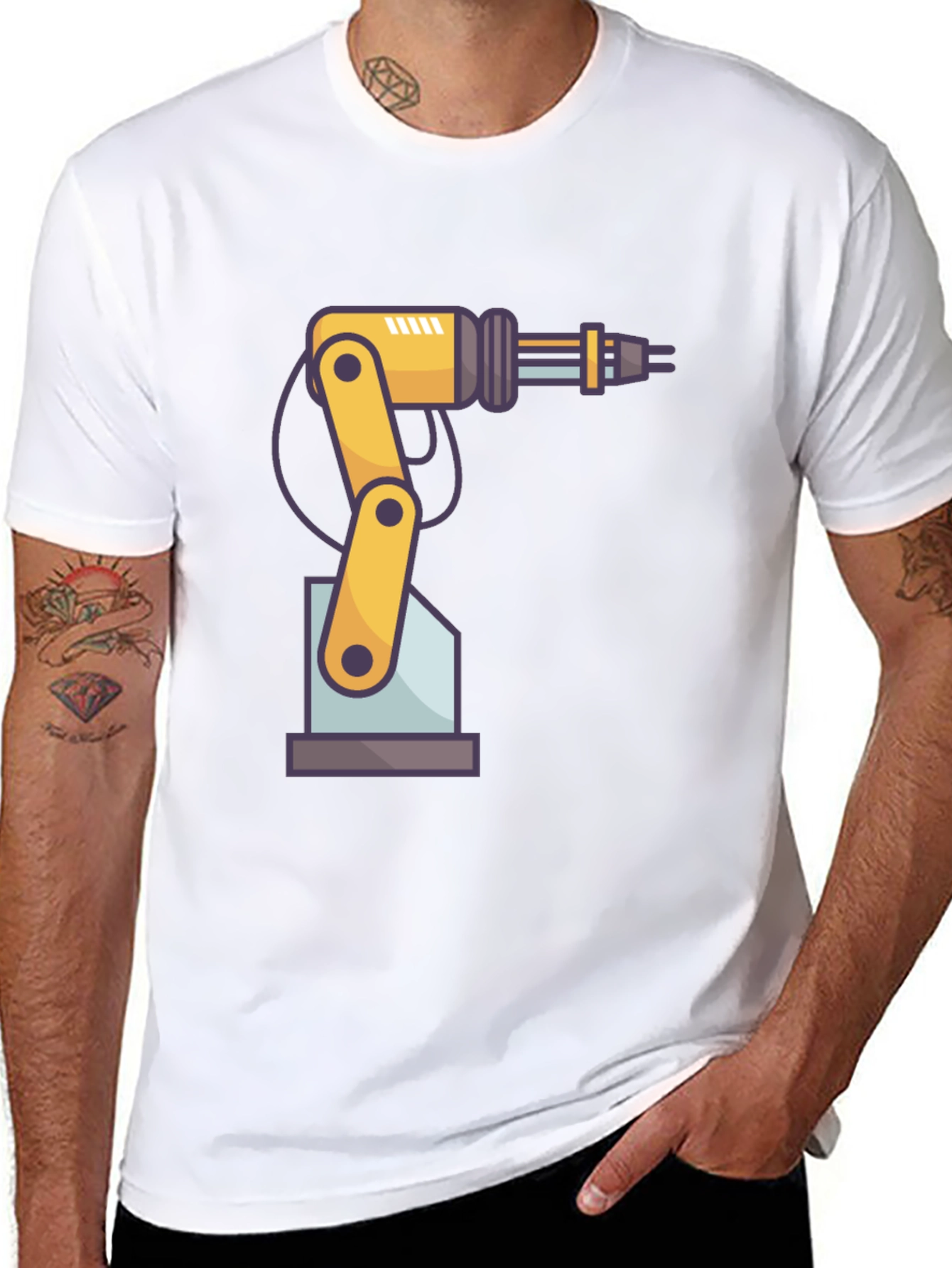 Robotic Arm Graphic T-Shirt - Cool Tech Design