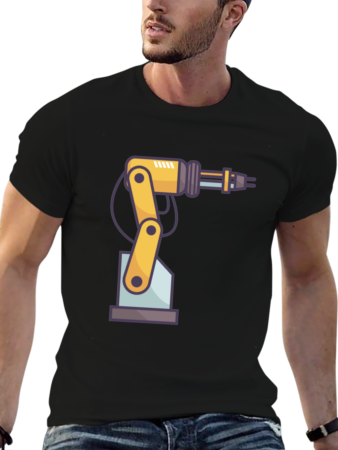 Robotic Arm Graphic T-Shirt - Cool Tech Design
