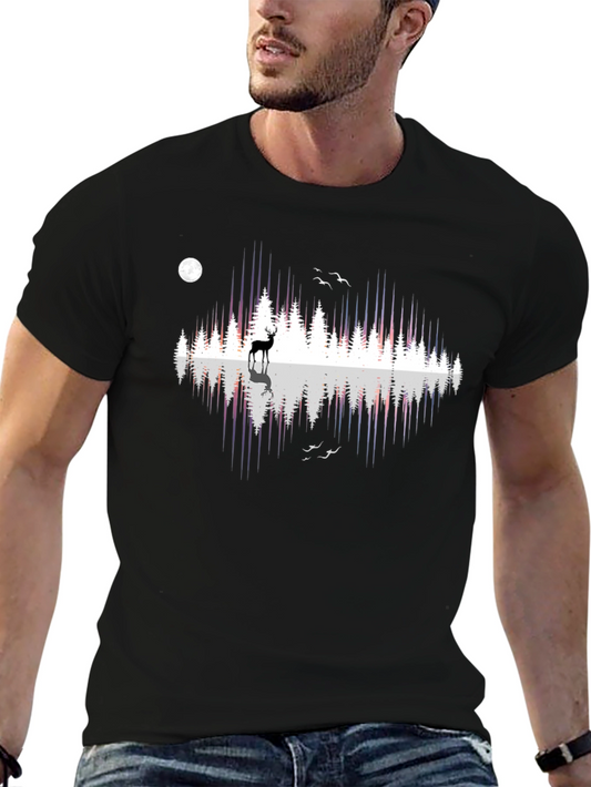 Nature Reflection Graphic Tee - Deer and Forest Design