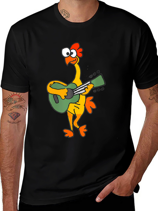 Funny Chicken Guitarist Graphic Tee