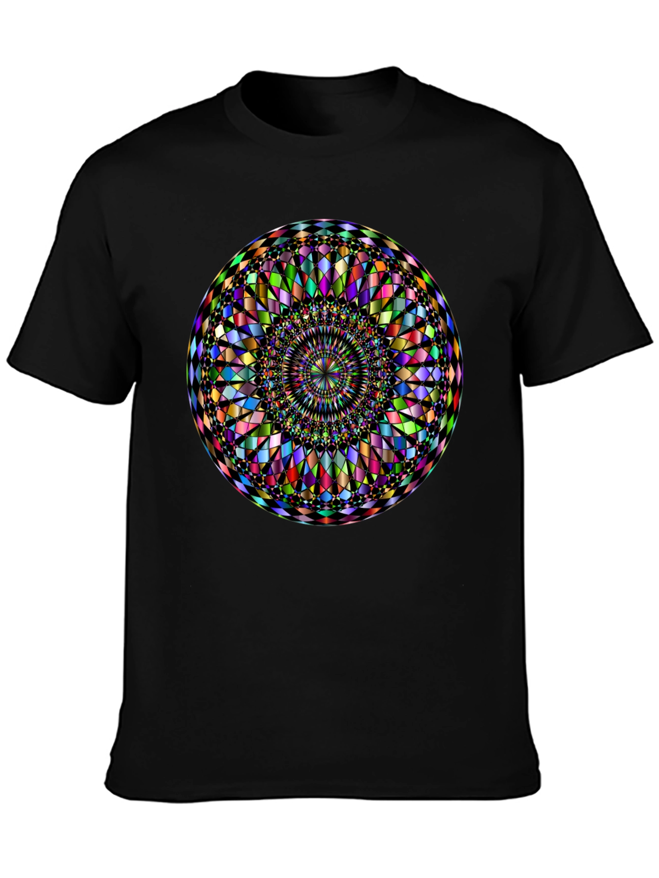 Kaleidoscope Mandala Graphic Print Black T-Shirt