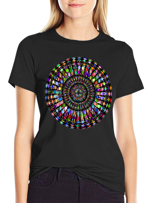 Kaleidoscope Mandala Graphic Print Black T-Shirt