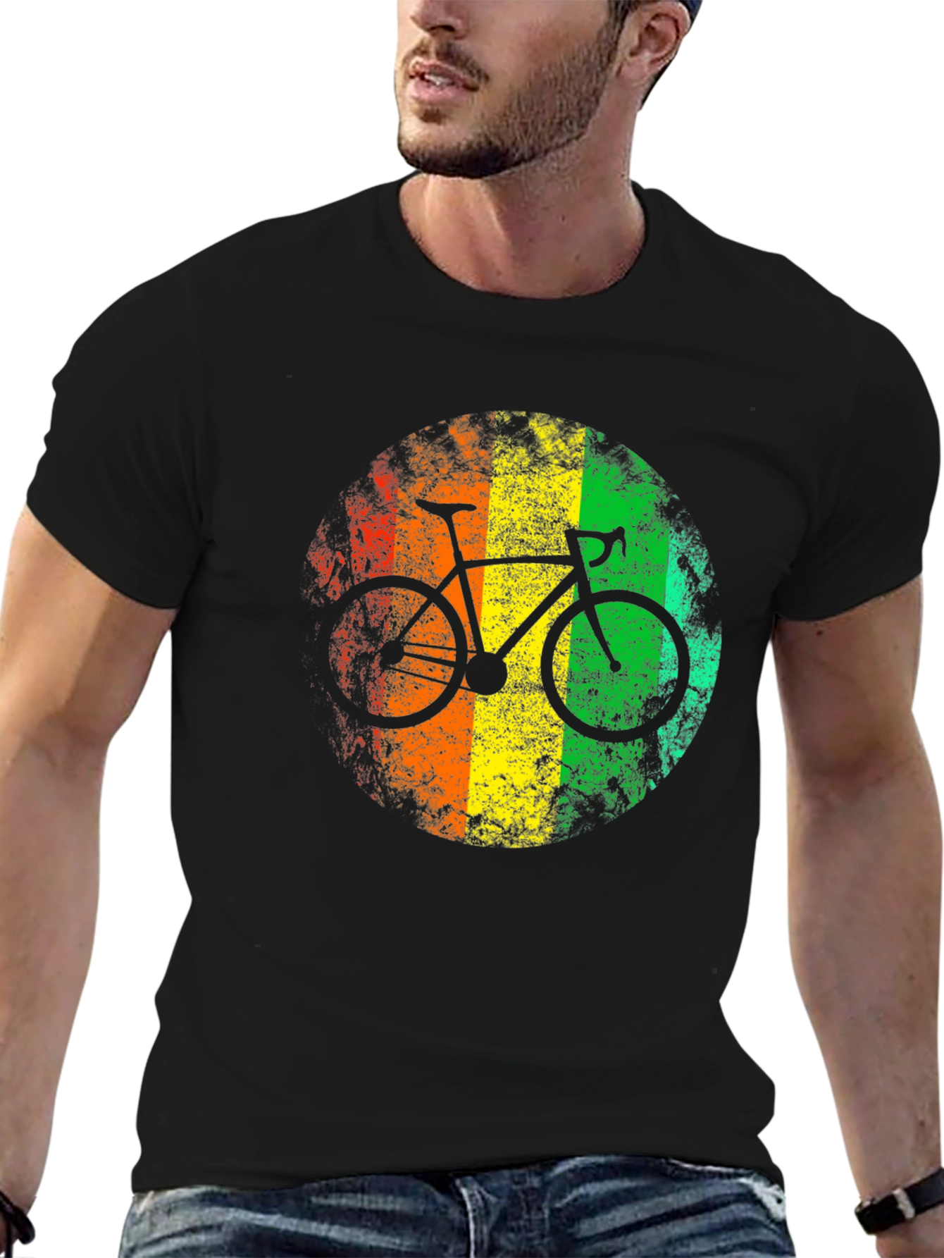 Retro Rasta Bike Graphic Tee - Black