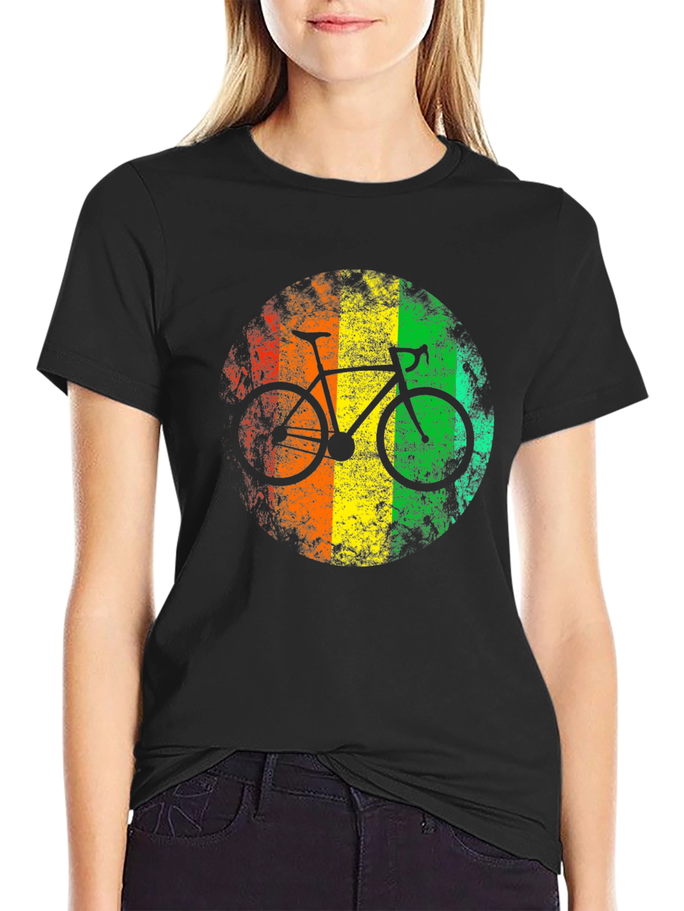 Retro Rasta Bike Graphic Tee - Black