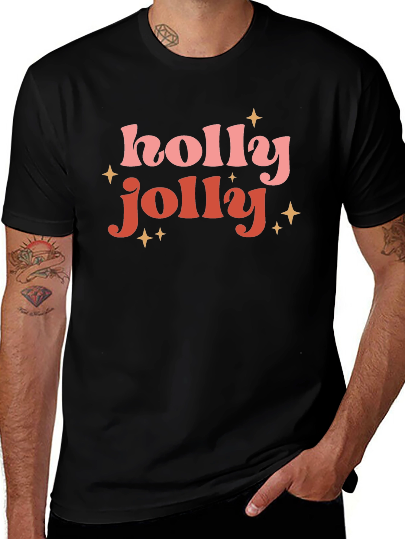 Holly Jolly Festive Black T-Shirt