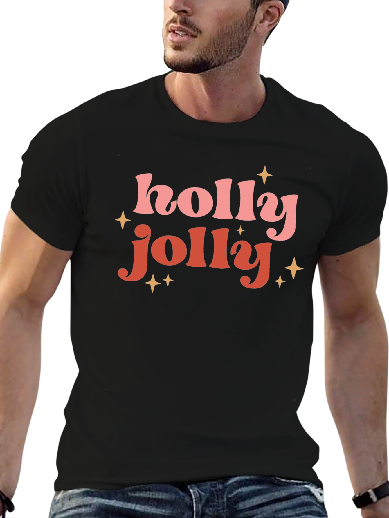 Holly Jolly Festive Black T-Shirt