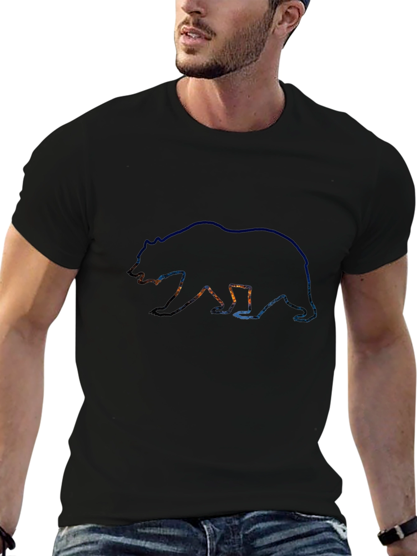 Bear Silhouette Graphic Tee - Mens Black T-Shirt
