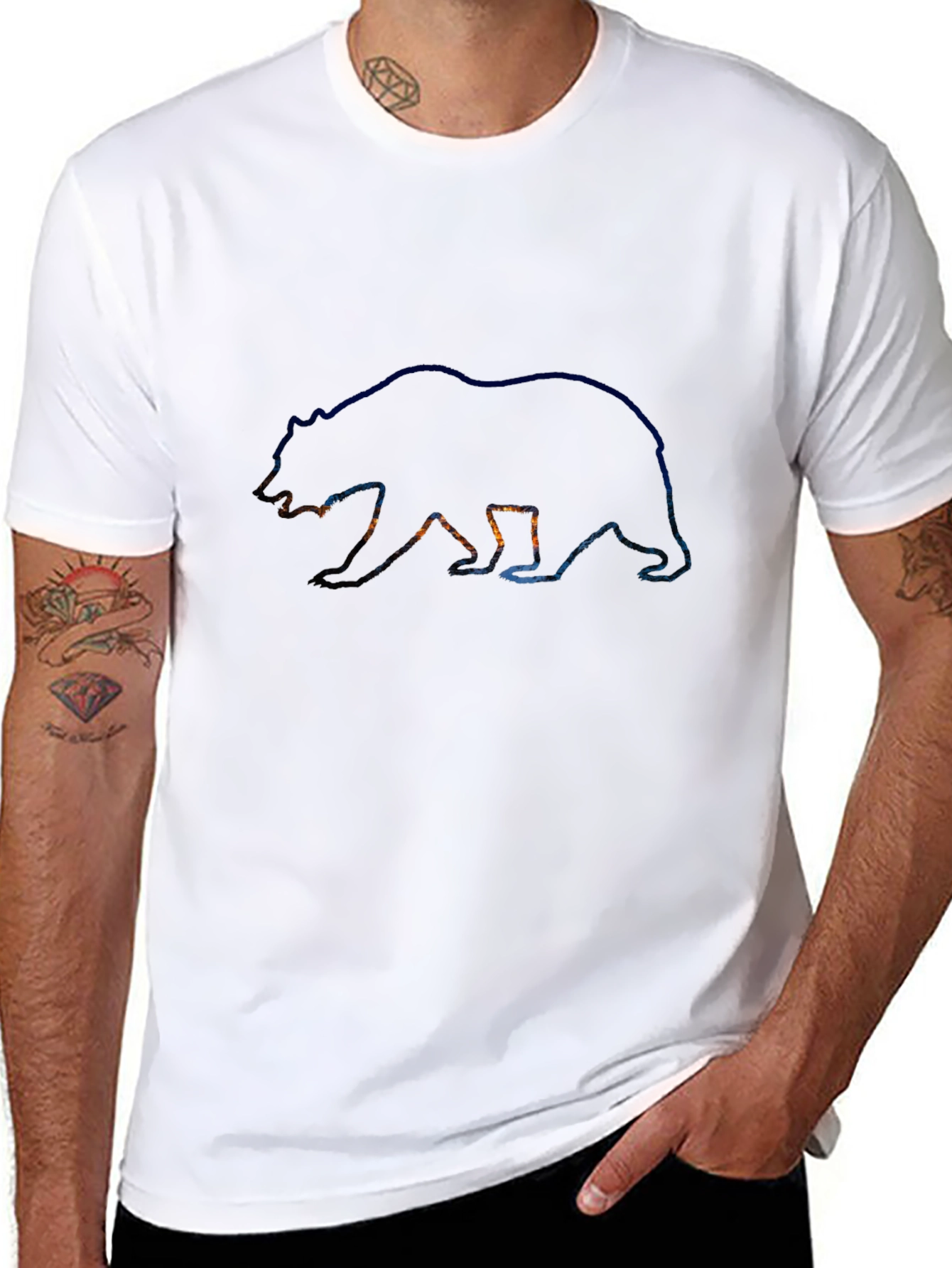 Bear Silhouette Graphic Tee - Mens Black T-Shirt