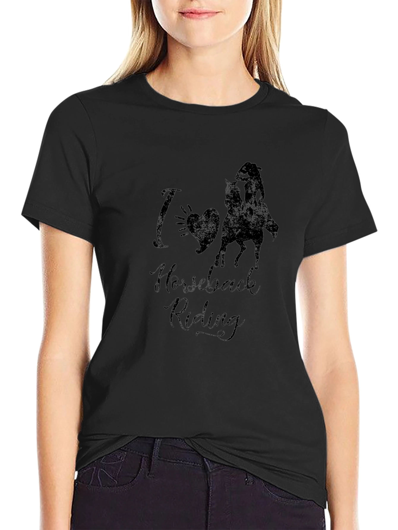 I Love Horseback Riding Black Graphic Tee