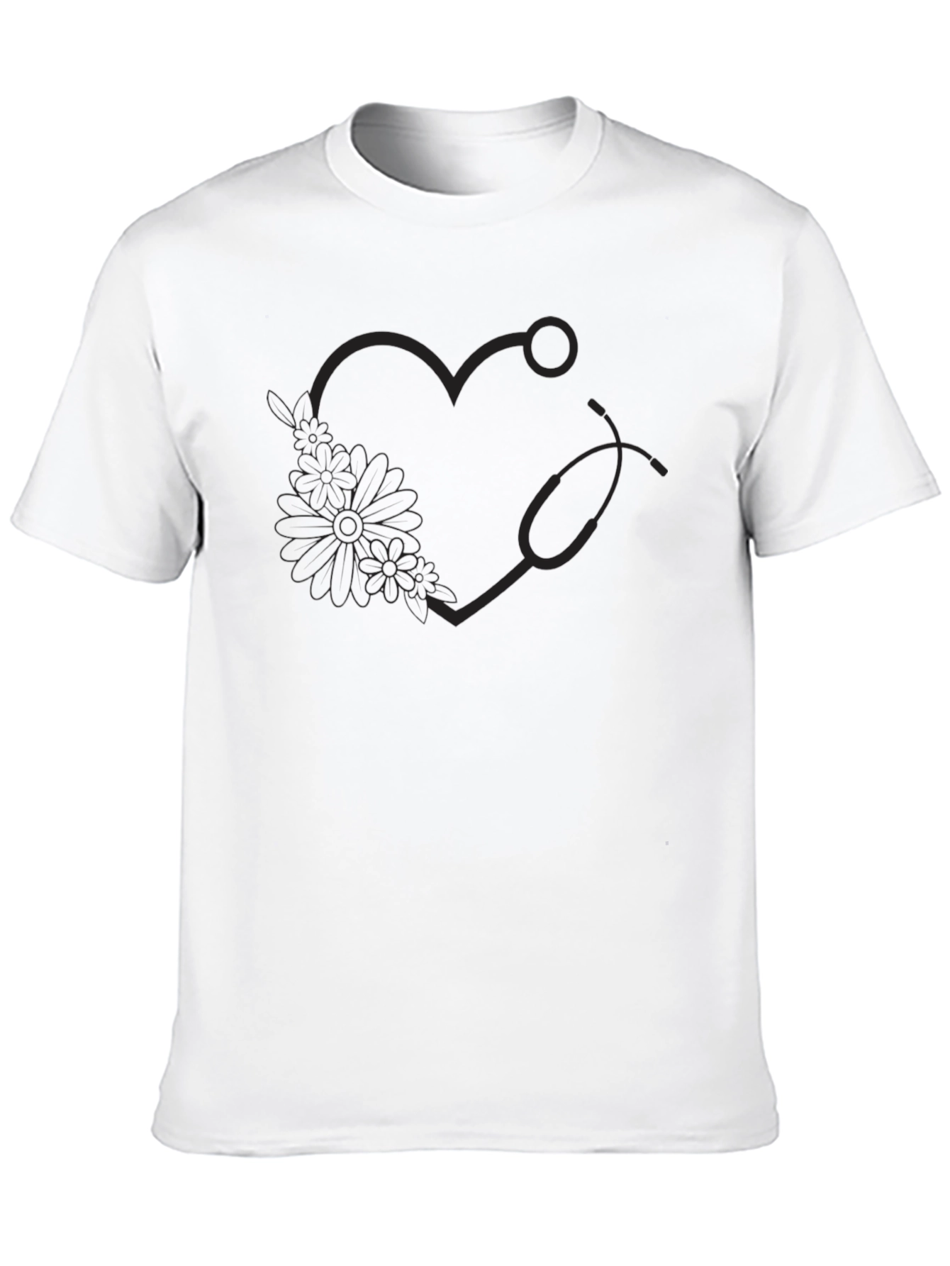 Heart & Stethoscope Graphic Tee - Unisex Black T-Shirt
