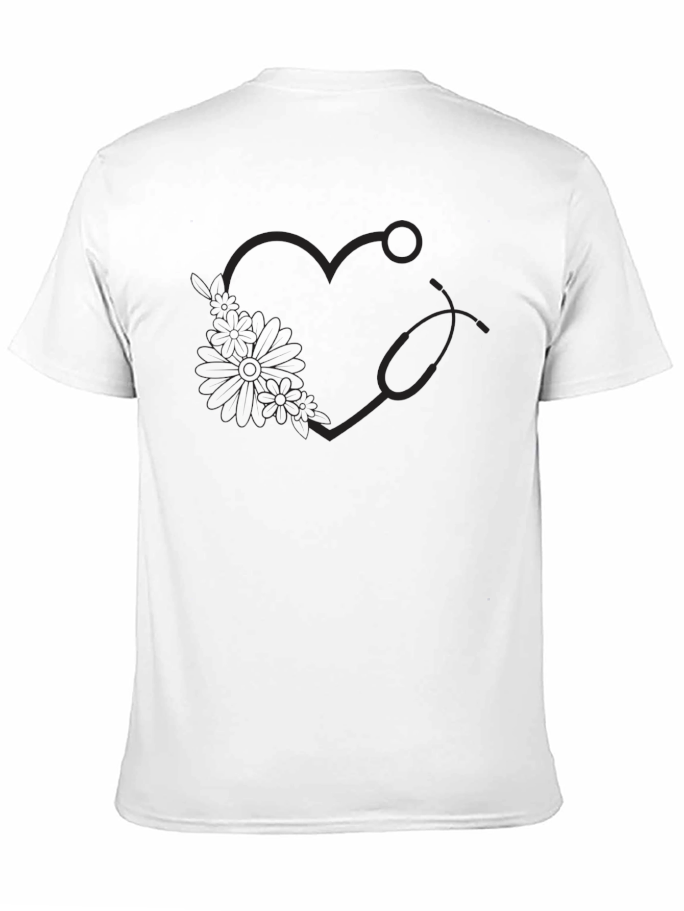 Heart & Stethoscope Graphic Tee - Unisex Black T-Shirt