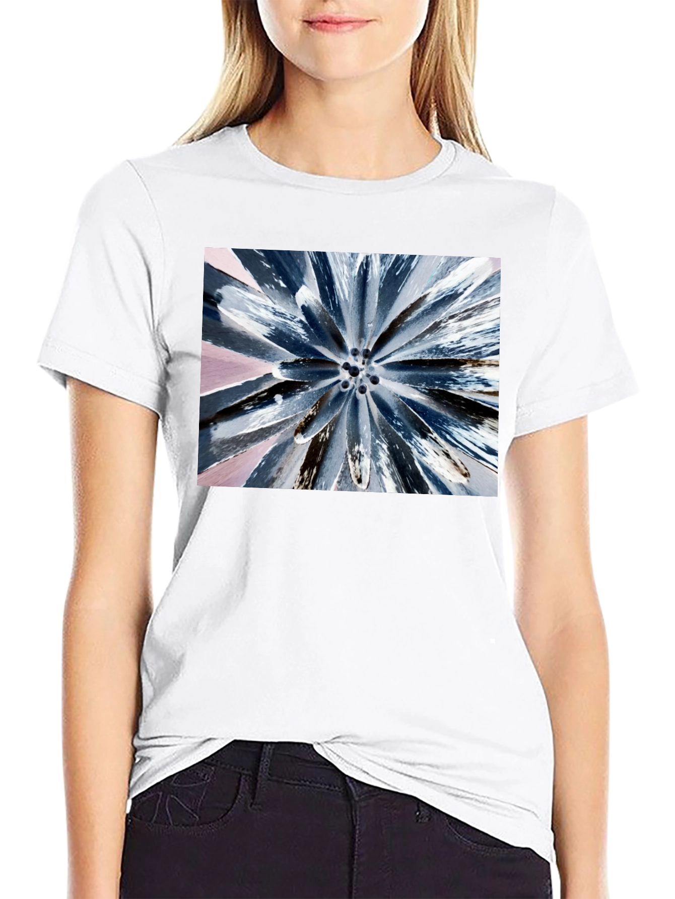 Abstract Burst Graphic Tee - Black Cotton Blend