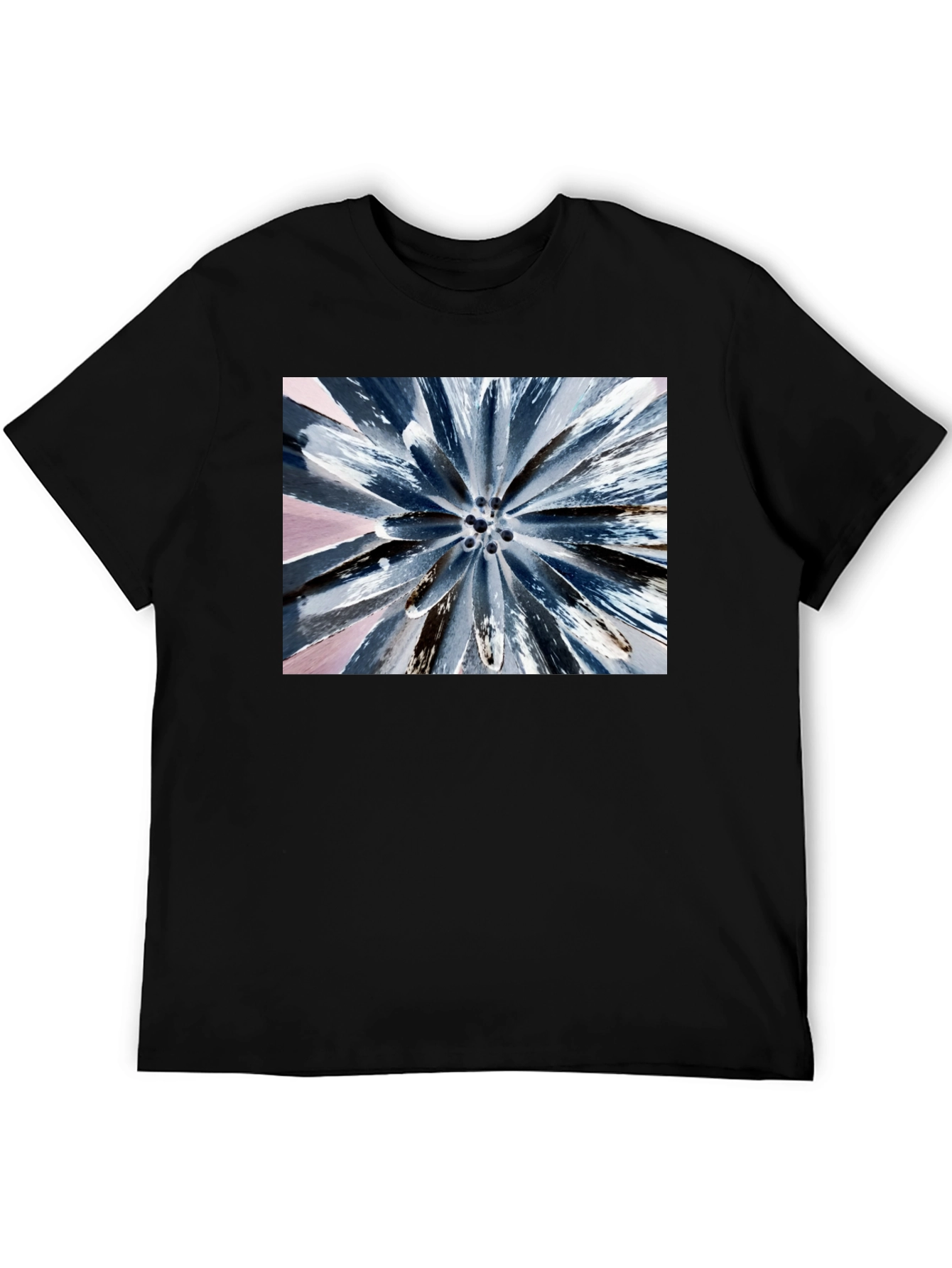 Abstract Burst Graphic Tee - Black Cotton Blend