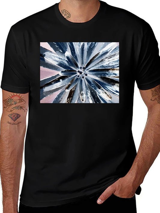 Abstract Burst Graphic Tee - Black Cotton Blend
