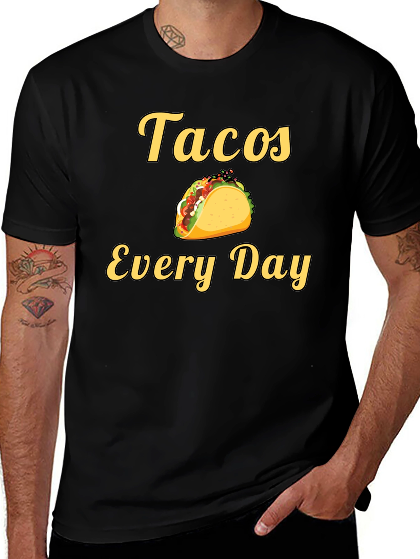 Tacos Every Day Graphic Tee - Black Cotton T-Shirt