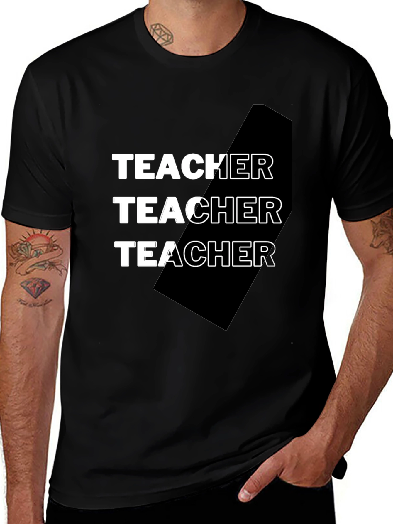 Teacher Graphic Tee - Black Cotton Blend T-Shirt