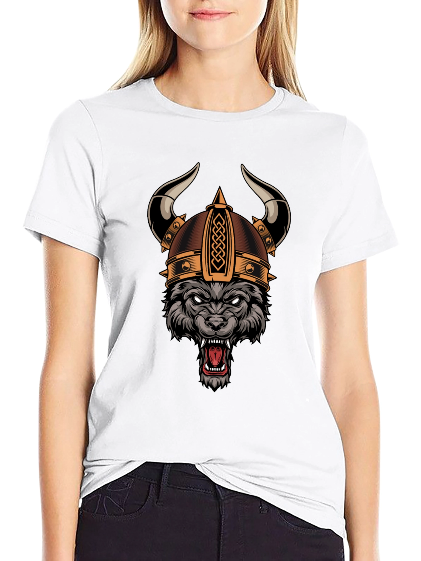 Wolf Viking Helmet Graphic T-Shirt