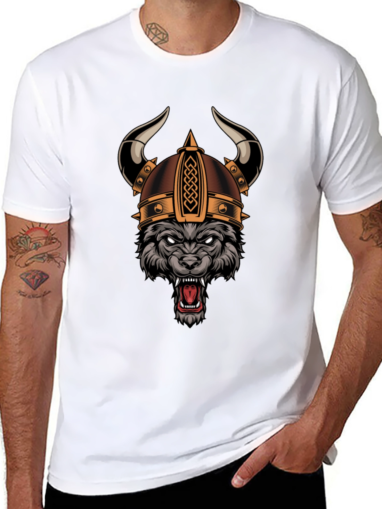Wolf Viking Helmet Graphic T-Shirt