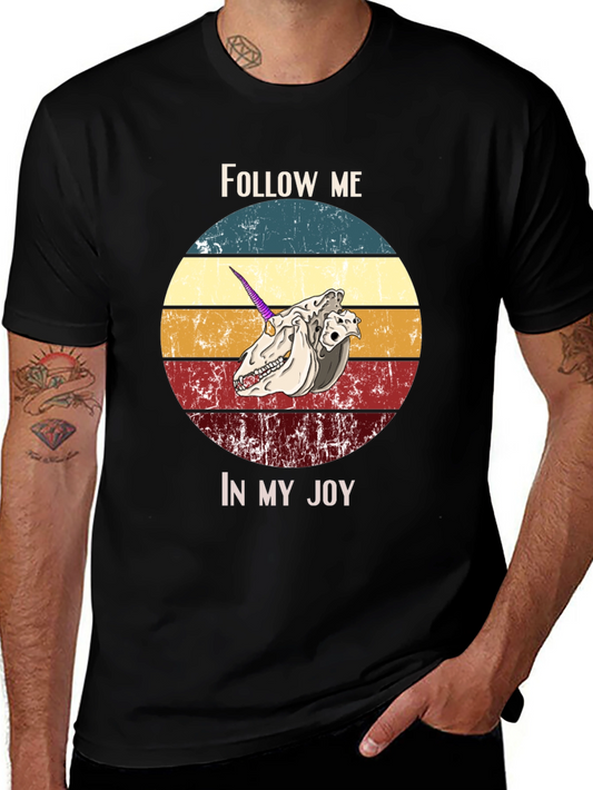 Unicorn Skull Graphic Tee - Follow Me In My Joy T-Shirt