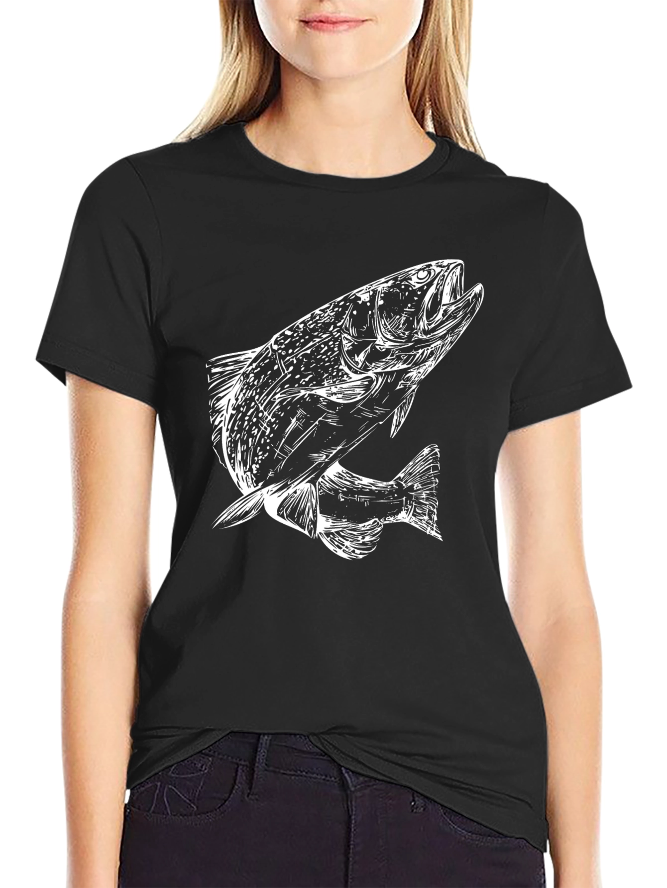 Fishing T-Shirt: White Fish Graphic Tee