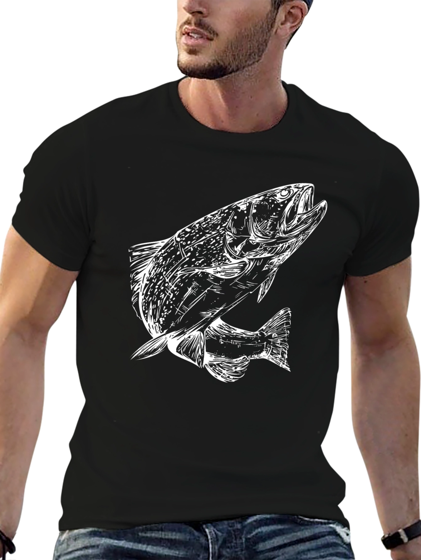 Fishing T-Shirt: White Fish Graphic Tee