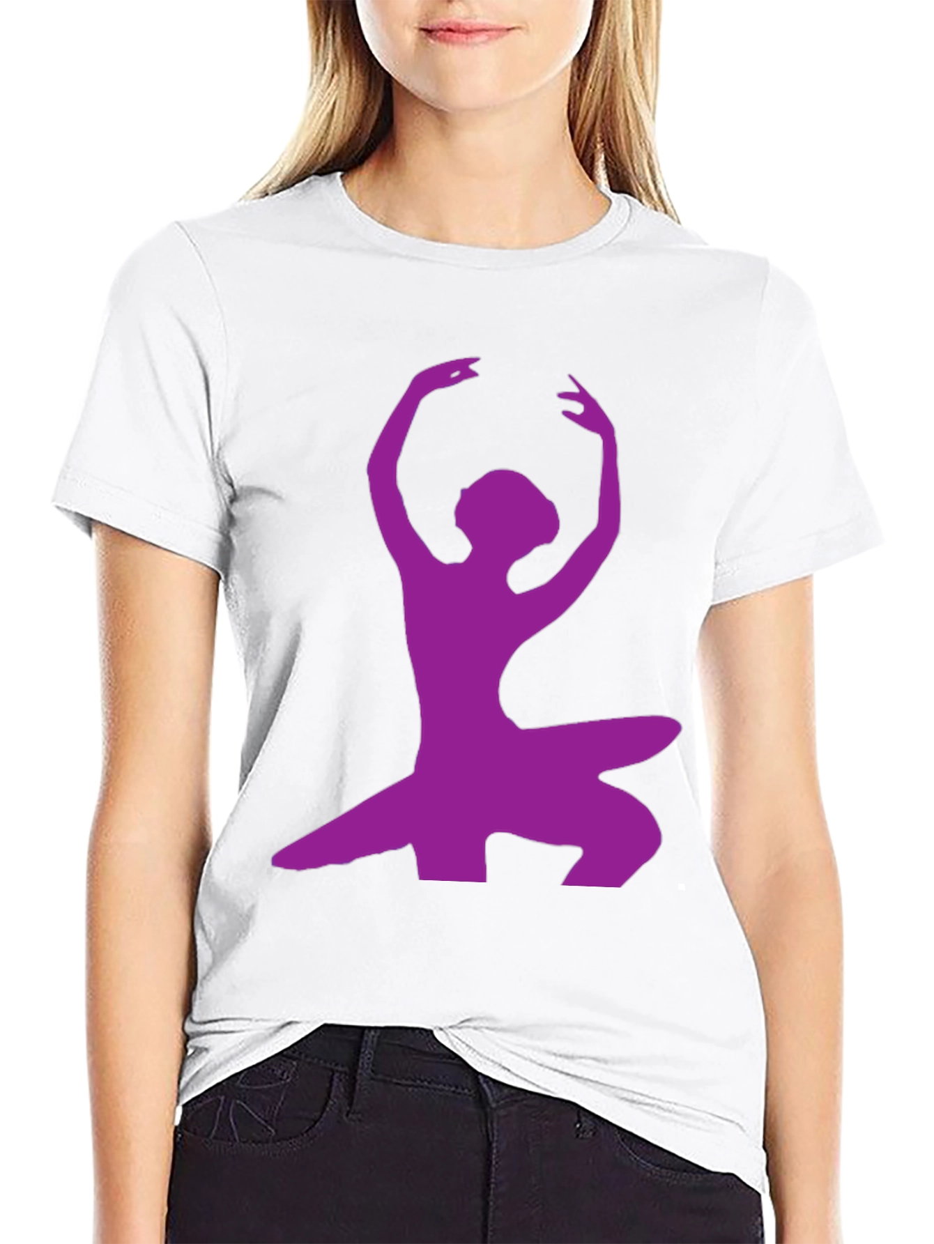 Ballerina Silhouette Graphic Tee - Modern Dance Shirt